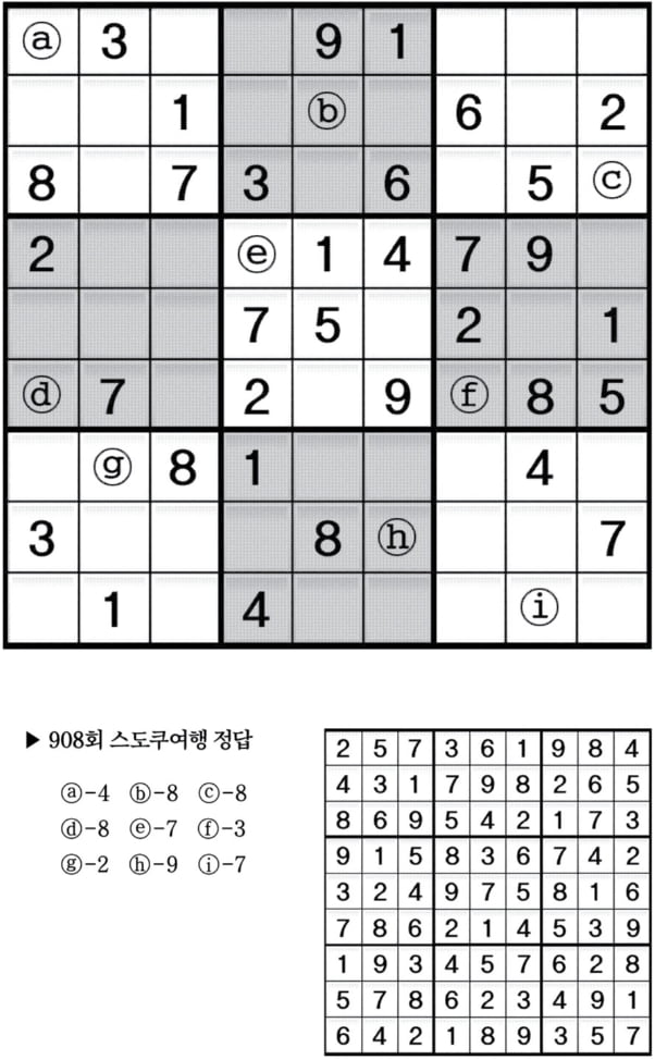 [수학 두뇌를 키워라] 스도쿠 여행 (909)