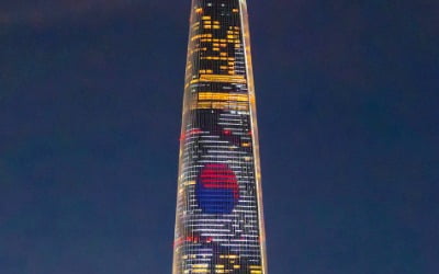 태극빛으로 물든 롯데월드타워