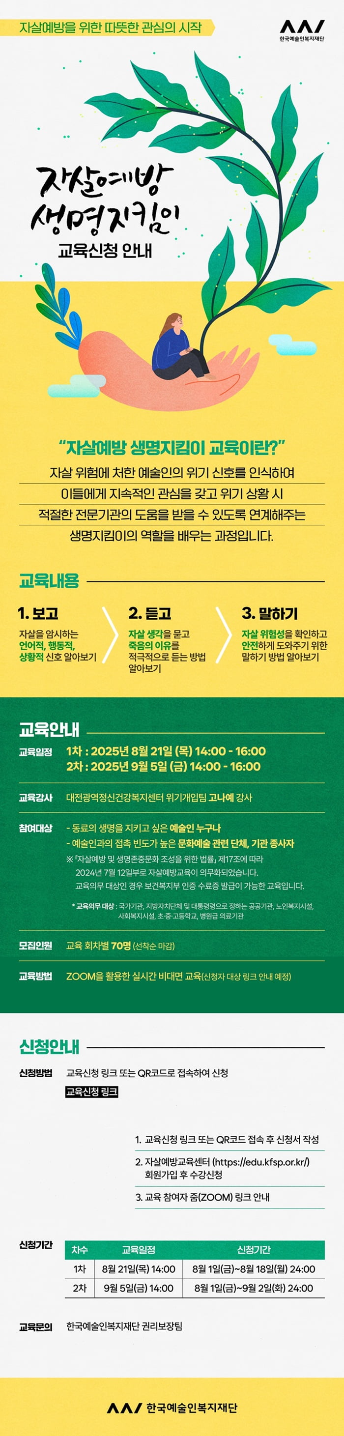 한국예술인복지재단, ‘자살예방 생명지킴이 교육’ 개최