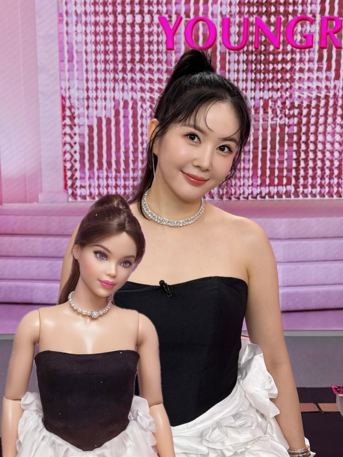 Korean TV Personality Jang Young-ran Stuns in Doll-Like Styling in Pink Studio