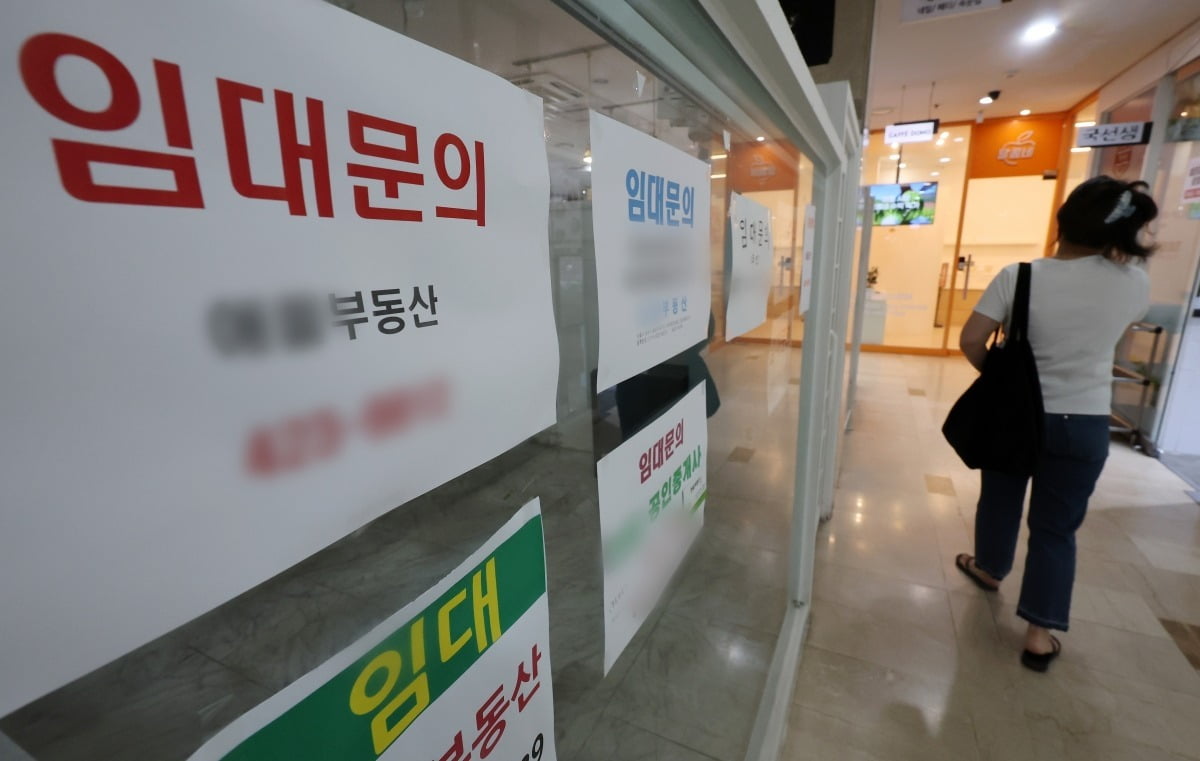 서울의 한 공인중개소 밀집지역 상가에 붙어있는 임대문의 안내문. 사진은 기사와 관련 없음. 뉴스1