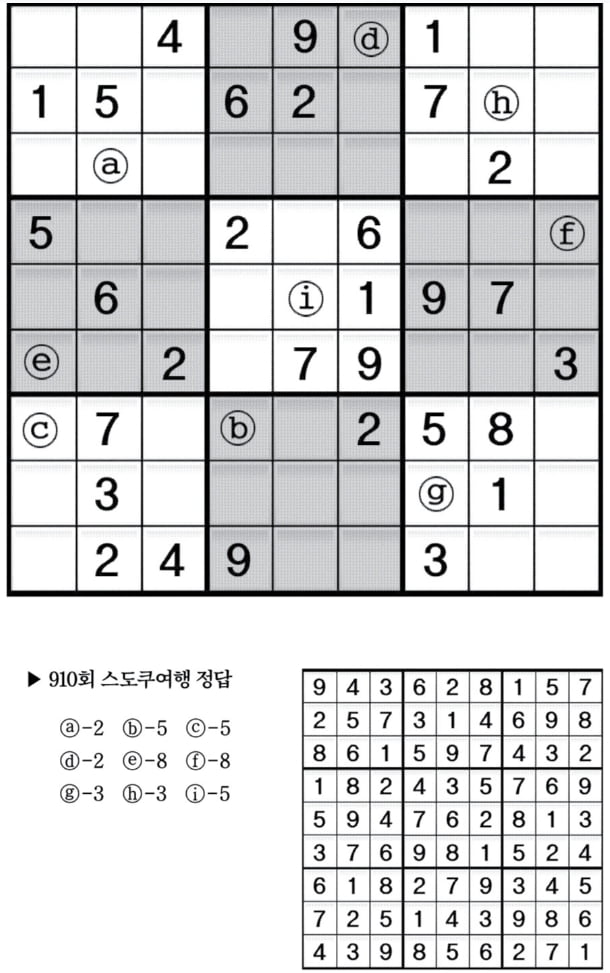 [수학 두뇌를 키워라] 스도쿠 여행 (911)