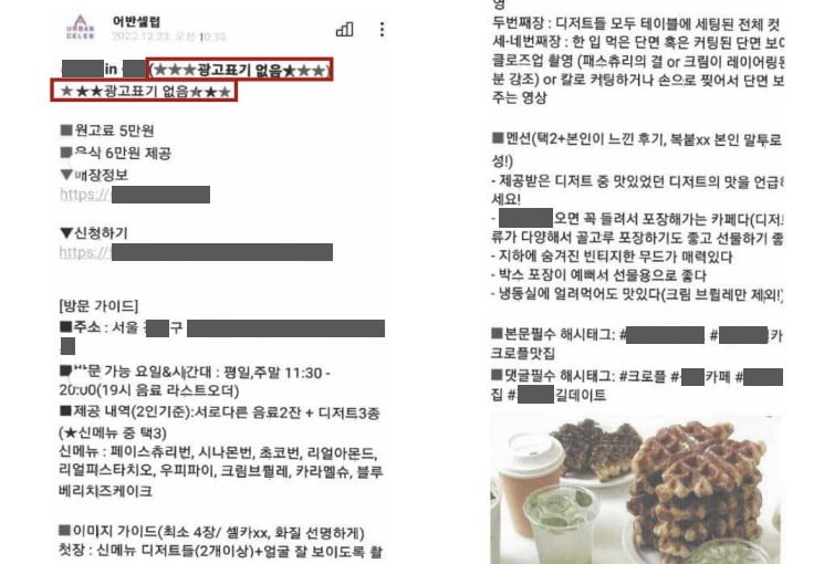 "'협찬' 표시 지우고 광고 올리세요"…인플루언서 '뒷광고' 시킨 대행사 적발
