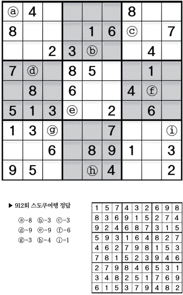 [수학 두뇌를 키워라] 스도쿠 여행 (913)