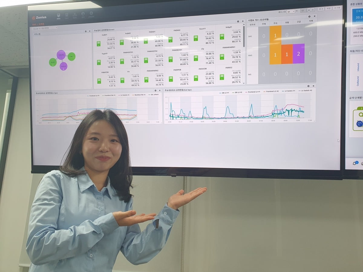 이예리 사원이 서비스 모니터링 화면을 소개하고 있다. 윤현주 기자