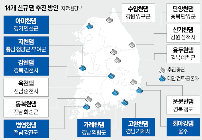 환경부, 尹정부 추진 댐 14곳 중 7곳 중단…정책감사도 검토