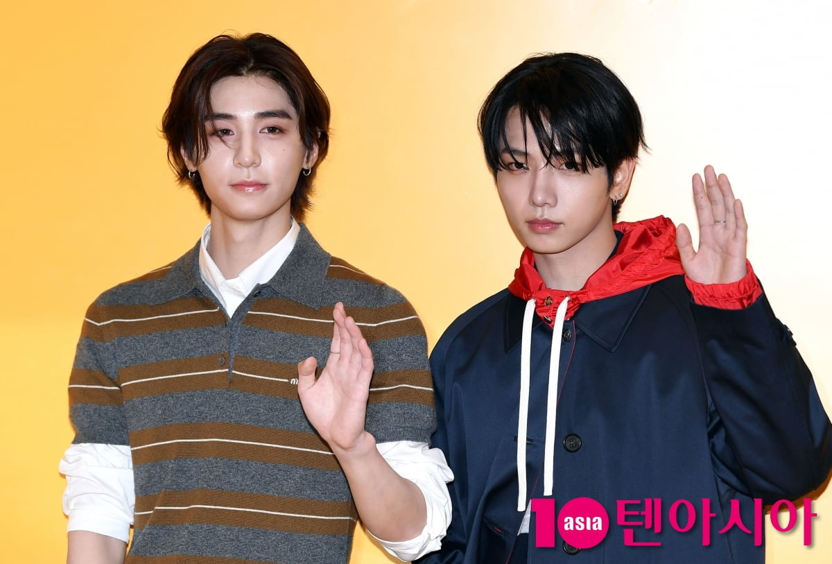 BOYNEXTDOOR's Jaehyun and Leehan Attend Miu Miu Atheneum Pop-Up Event in Seoul