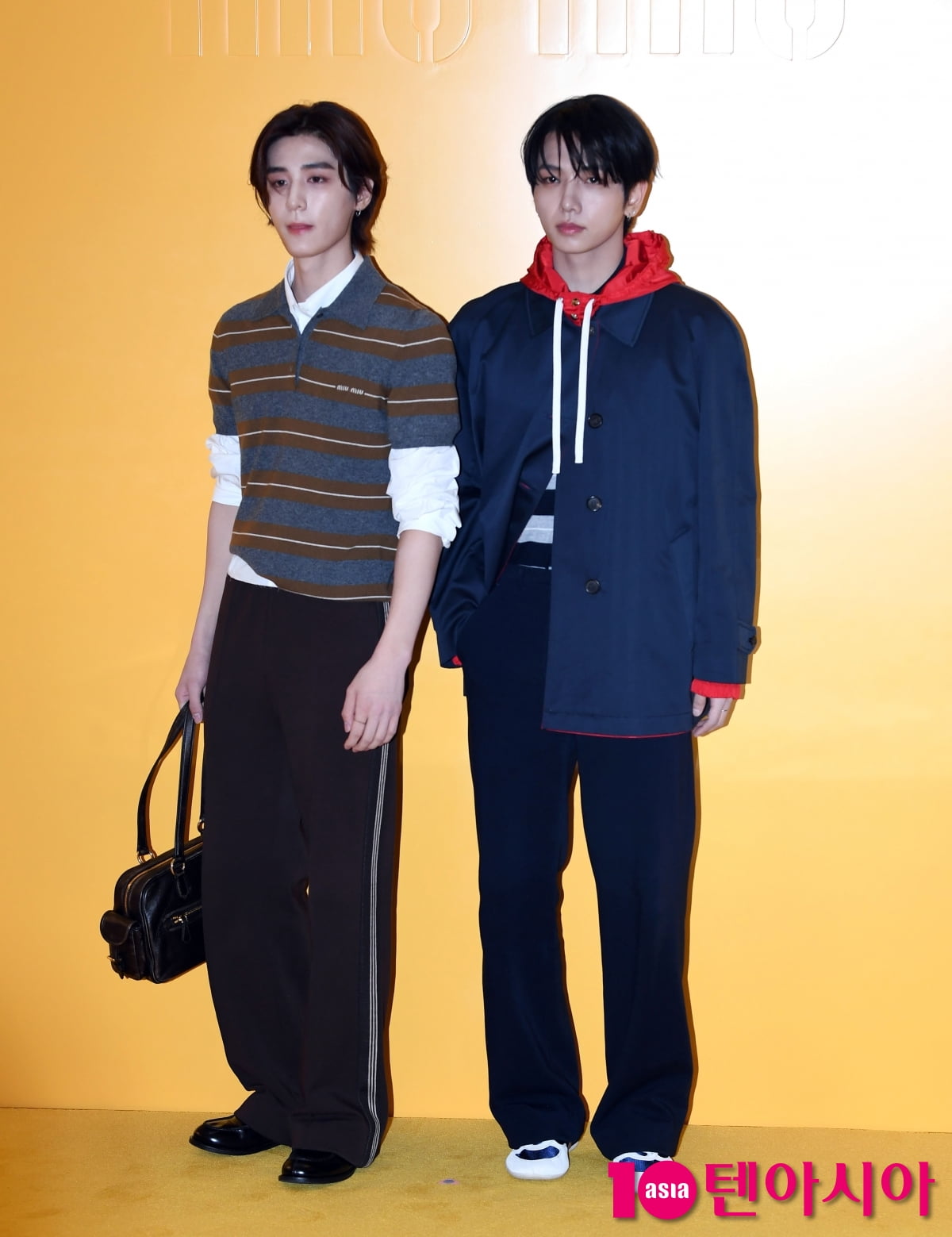 BOYNEXTDOOR's Jaehyun and Leehan Attend Miu Miu Atheneum Pop-Up Event in Seoul