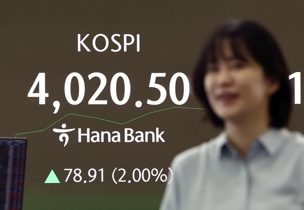 코스피 4000 기념 전광판