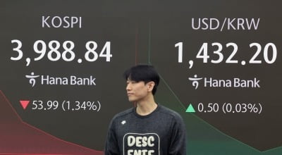 코스피, 차익 매물에 하루 만에 4000선 아래로…삼전·하이닉스 2%대 약세