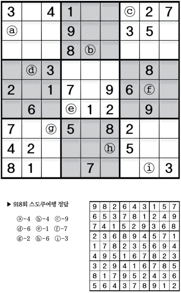 [수학 두뇌를 키워라] 스도쿠 여행 (919)