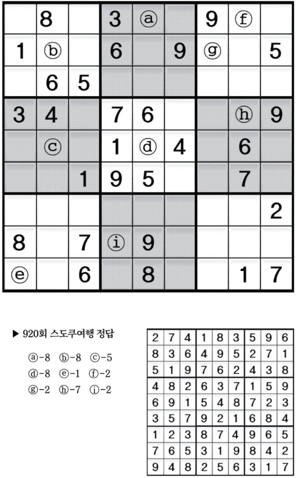 [수학 두뇌를 키워라] 스도쿠 여행 (921)