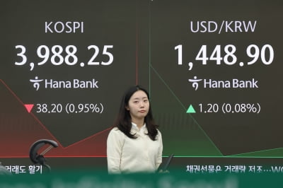 코스피, 장중 3% 하락하며 3900선 내줘…환율 1460원대 위협