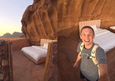 1박 6만원 숙소…사막 한 가운데 지붕 없이 침대만 덩그러니